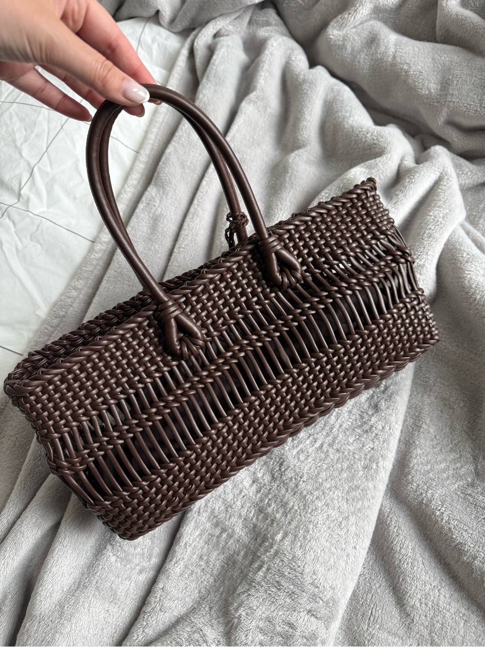 Zara Dark Brown Woven Mini Tote